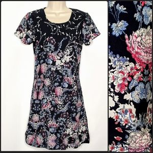 Japna blue‎ floral short sleeve A-line dres…